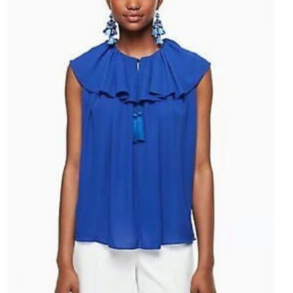Kate spade ruffle tie tank top Blue Size Medium - Picture 9 of 11
